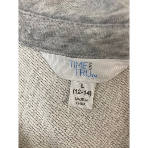 Time and Tru Womens Gray Split Neck Pullover Sweatshirt Top Size L 12-14 - Picture 8 of 11